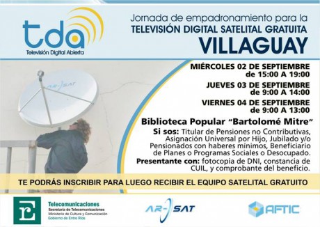 Empadronamiento en Villaguay para sumarse al servicio de Televisin Digital Satelital, Abierta y Gratuita