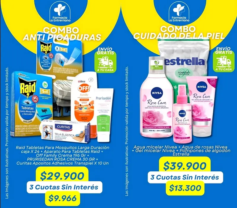 Combos Farmacia La Entrerriana: Precio promocional, 3 cuotas sin inters y envo gratis