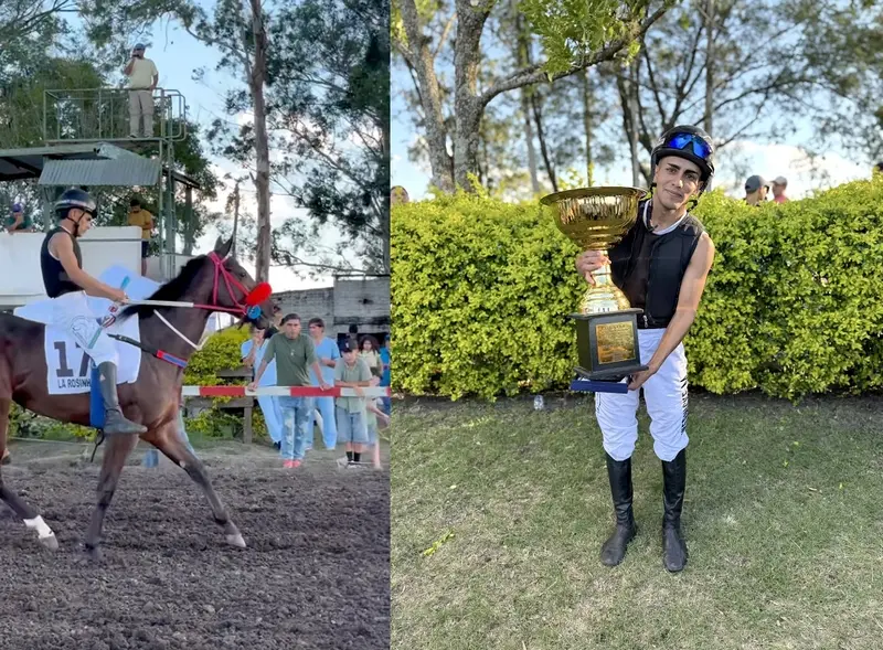 El jockey Mat�as Wernicke gan� la Gran Polla de potrillos en el hip�dromo de Curuz� Cuati�