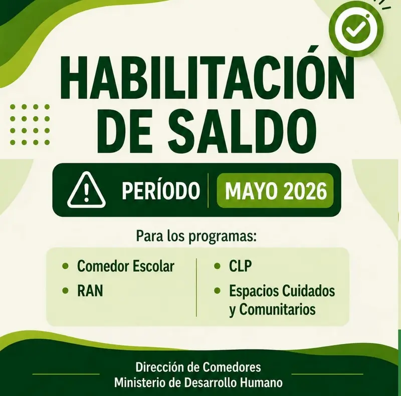 Desde este viernes se habilita el saldo de comedores escolares y otros programas