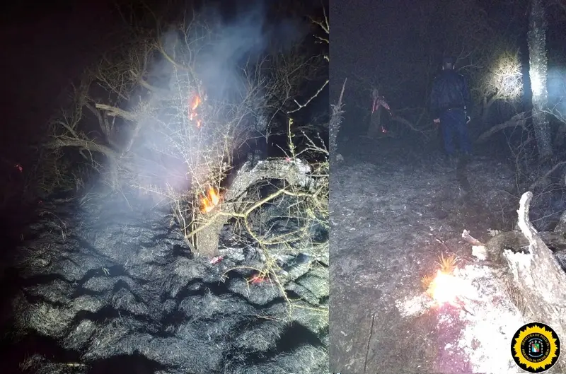 Trabajan bomberos y polic�a por un incendio en zona rural