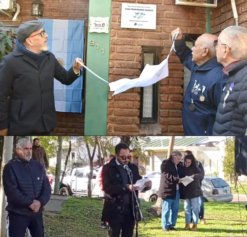 El Concejal Lazzarini destac� la valent�a de los VGM al colocarse la sexta placa en homenaje a Marco Fern�ndez