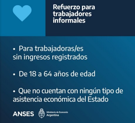 Nuevo refuerzo para trabajadores informales