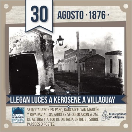 LUCES EN EL PUEBLO-Se encienden por primera vez las luces a querosn el 30 de Agosto de 1876
